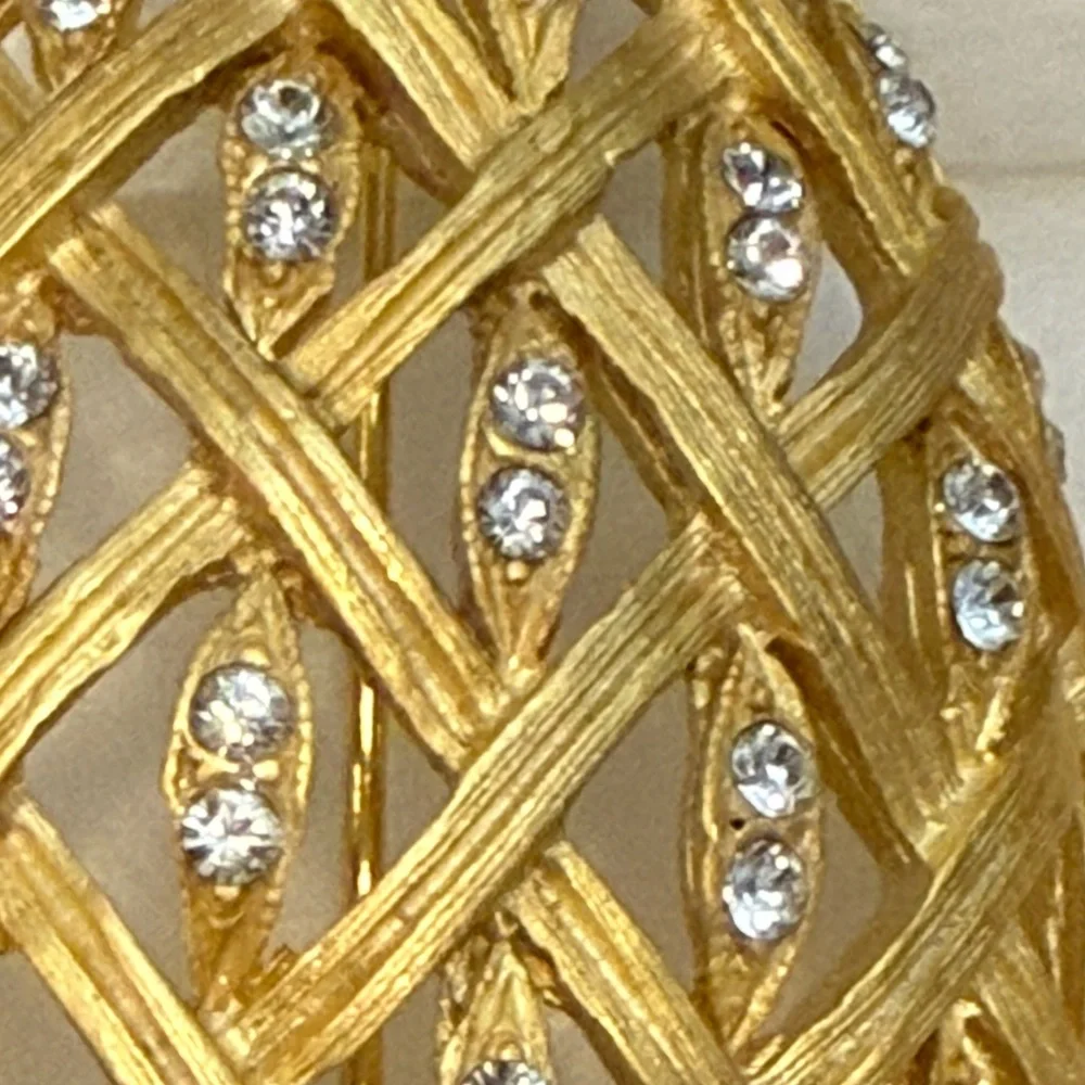 Vintage Gold Rhinestones Large Pineapple‎ Pin ~3” Brooch